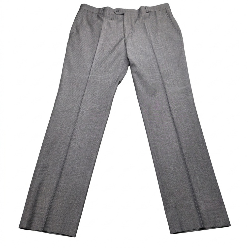 Awearness Kenneth Cole Men's 40 Flat Front Wool Blend Dress Pants Gray Pinstripe